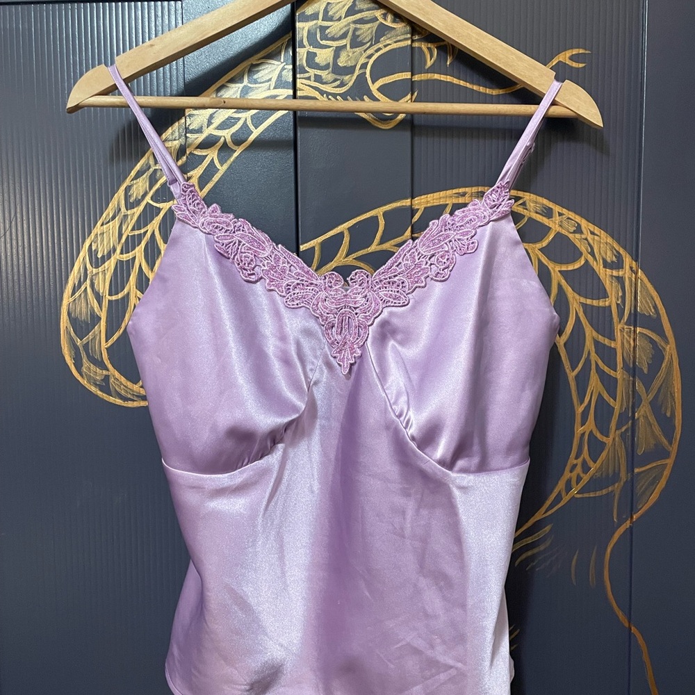 Vintage Lilac Lace Trim Women's Top